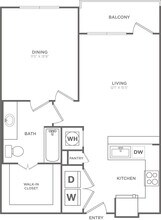 1 Bed • 1 Bath floor plan